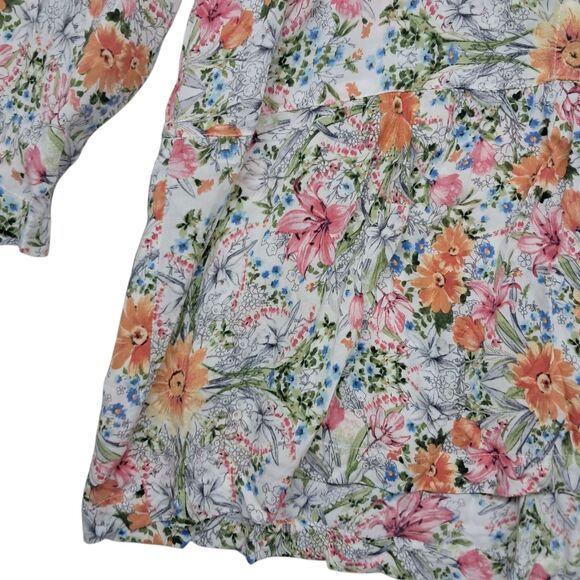 J. Jill Top Women's Small White Floral Peplum Mother Of Pearl‎ Buttons Rayon - Picture 5 of 12